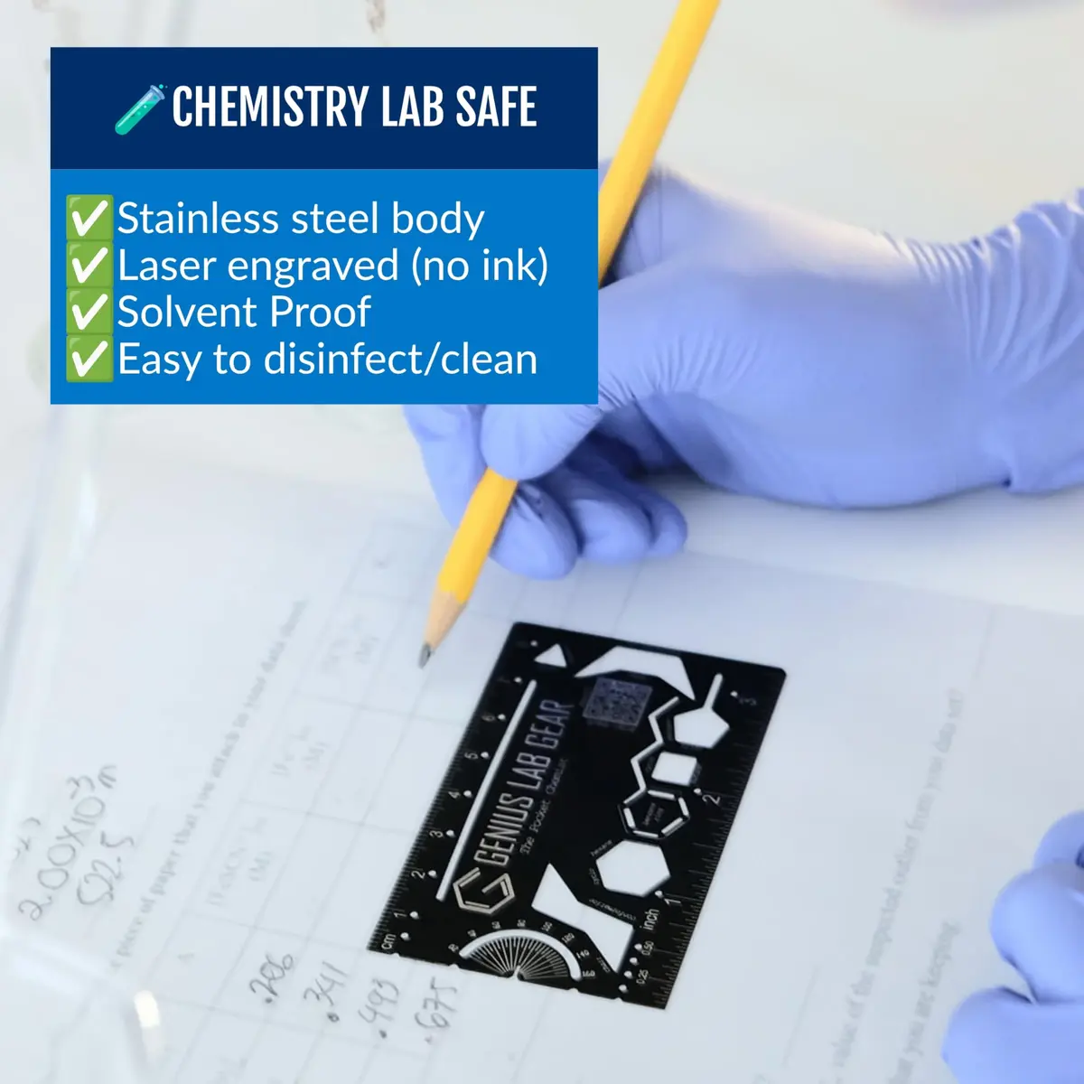 Genius Lab Gear Pocket Chemist Organic Chemistry Stencil 3 Inch Metal Ruler | Compact, Durable & Precision - view 4