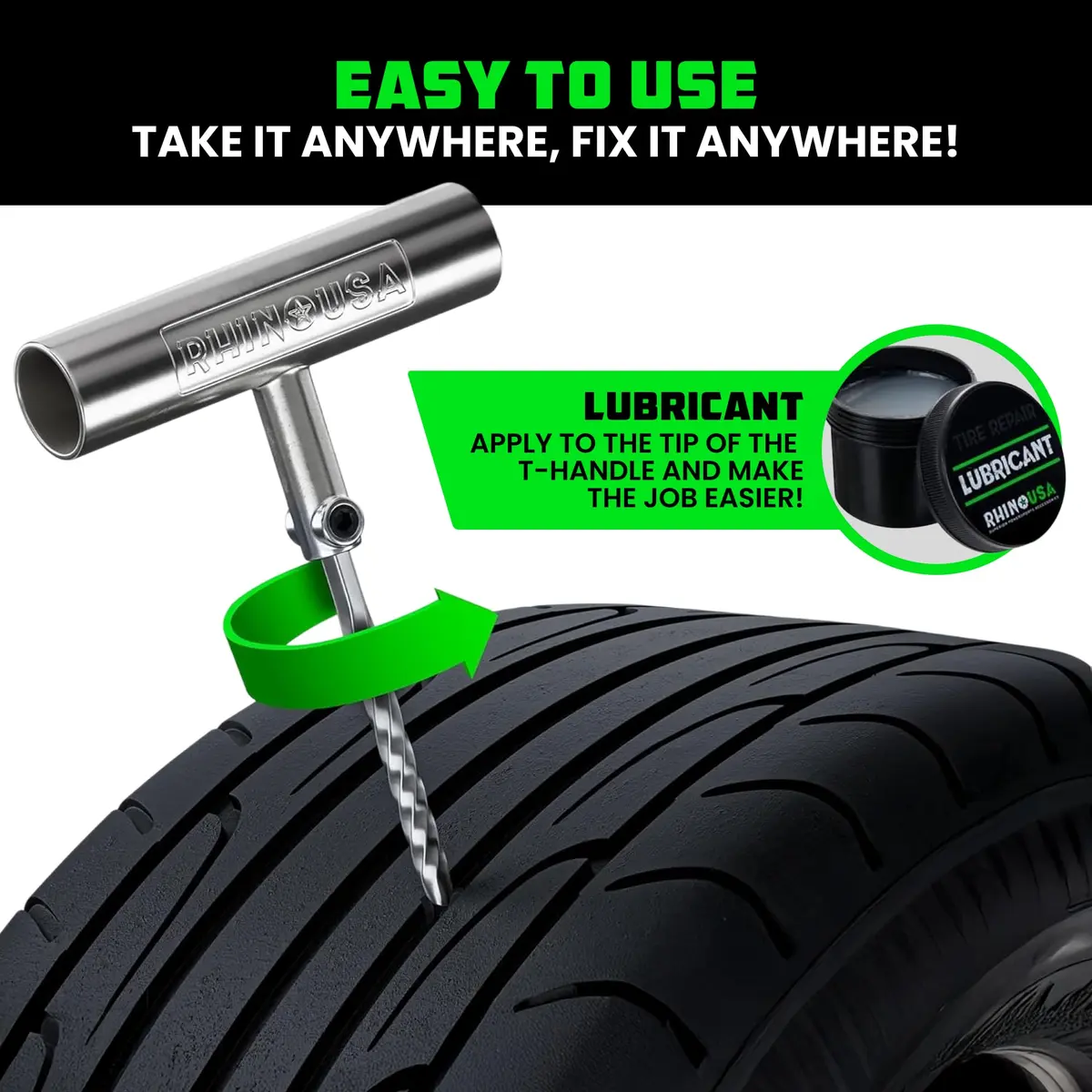 Rhino USA 86-Piece Tire Repair Kit | Heavy Duty Tubeless Tire Plug Kit with Metal Tools & 60 Plugs - view 5