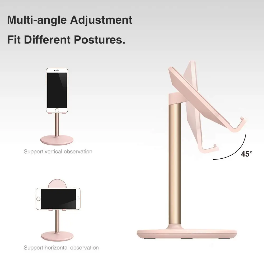 Bright Stone Pink Adjustable Phone Stand for Desk | Compatible with 4"-12.9" Phones/Tablets/iPhone/iPad/Switch - view 5