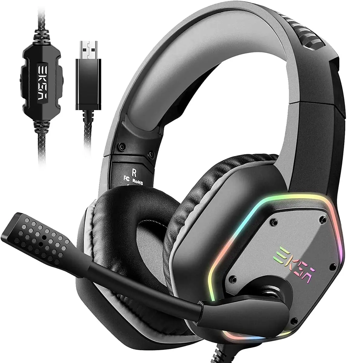 EKSA E1000 USB Gaming Headset with Mic, 7.1 Surround Sound | PC & PS4 Compatible - main product image