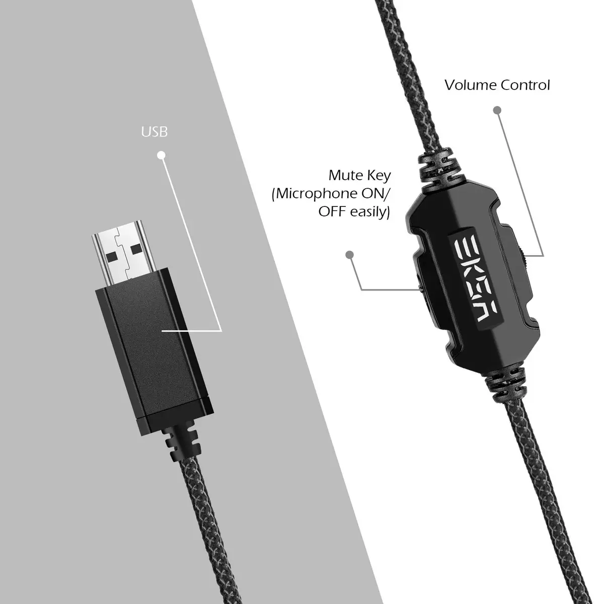 EKSA E1000 USB Gaming Headset with Mic, 7.1 Surround Sound | PC & PS4 Compatible - view 2