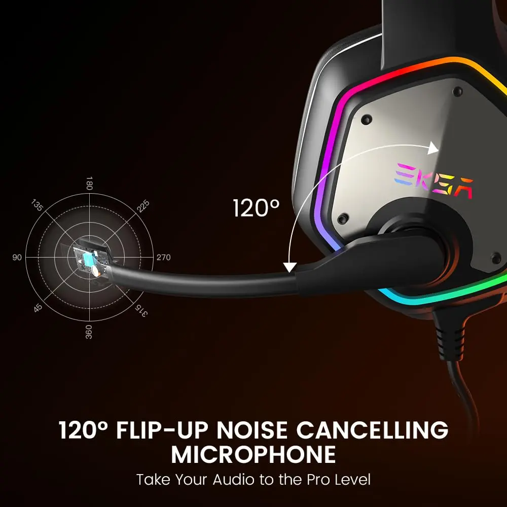 EKSA E1000 USB Gaming Headset with Mic, 7.1 Surround Sound | PC & PS4 Compatible - view 4