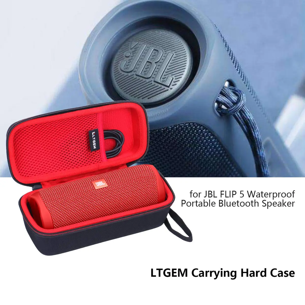 LTGEM Case for JBL Flip 7/6/5/Grip | Waterproof Hard Shell, Shock-Resistant, Portable Travel Bag (8.2"L–3.9"W–3.6"H) - view 4