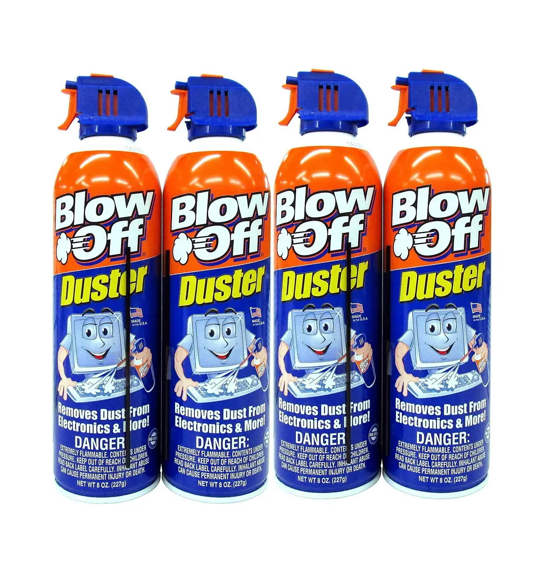 Blow Off Compressed Air Duster Can MAX Professional Cleaner 8oz (Pack of 4) | Cleans Electronics Safely - main product image