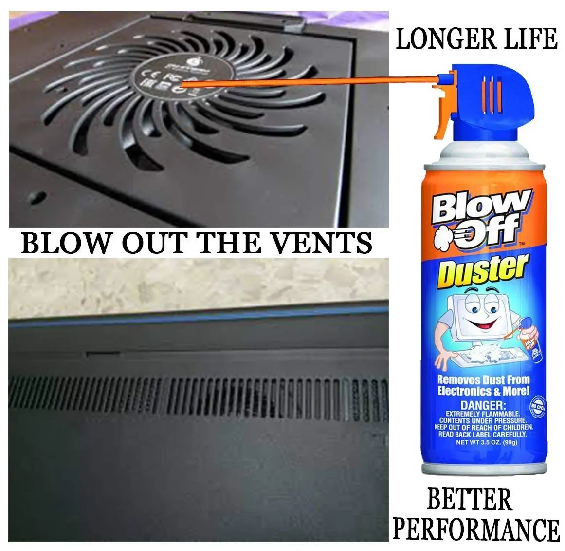 Blow Off Compressed Air Duster Can MAX Professional Cleaner 8oz (Pack of 4) | Cleans Electronics Safely - view 3