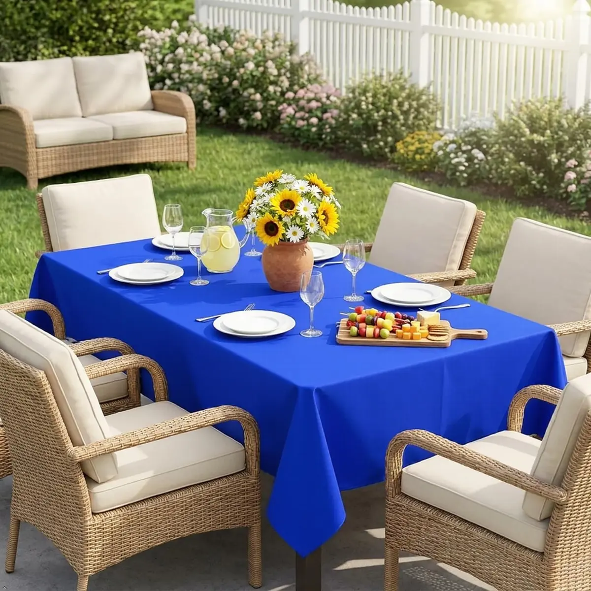 sancua Rectangle Tablecloth for 4 Foot Tables 54x78 Inch | Blue, Wrinkle-Free Polyester - view 5