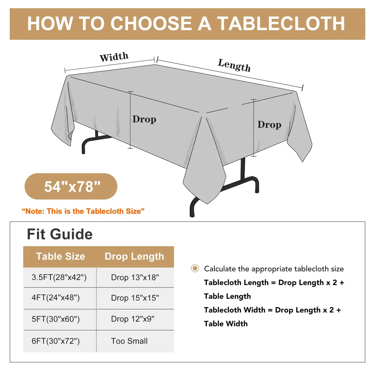 sancua Rectangle Tablecloth for 4 Foot Tables 54x78 Inch | Blue, Wrinkle-Free Polyester - view 7