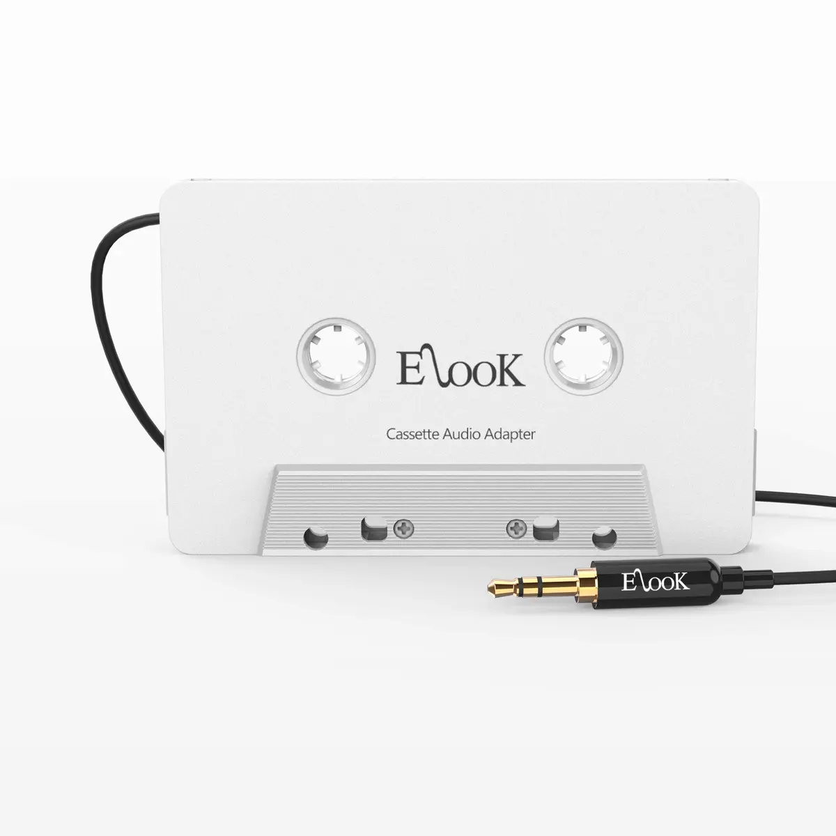 Elook Car Cassette Aux Adapter with 3.5 mm Headphone Jack, White | Vintage Car Audio Accessory - main product image