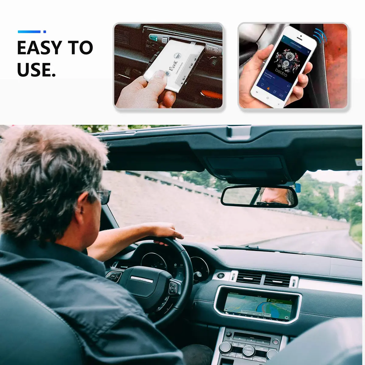 Elook Car Cassette Aux Adapter with 3.5 mm Headphone Jack, White | Vintage Car Audio Accessory - view 6