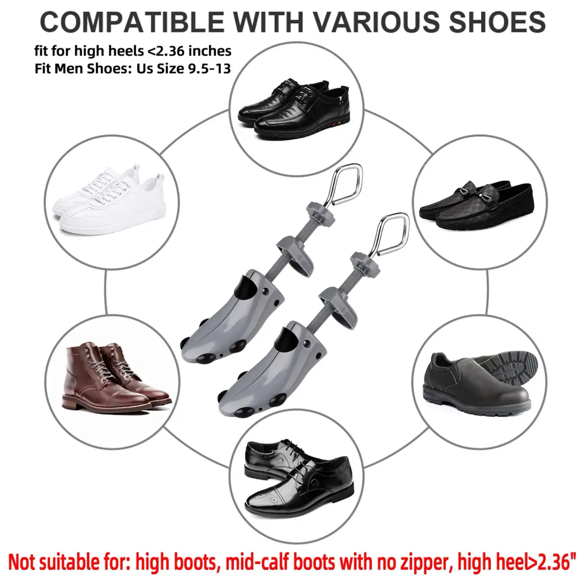 Topsome Shoe Stretcher Men US 9.5-13 | 4-Way Adjustable ABS Plastic Shoe Tree Shaper for Wide Feet - view 4