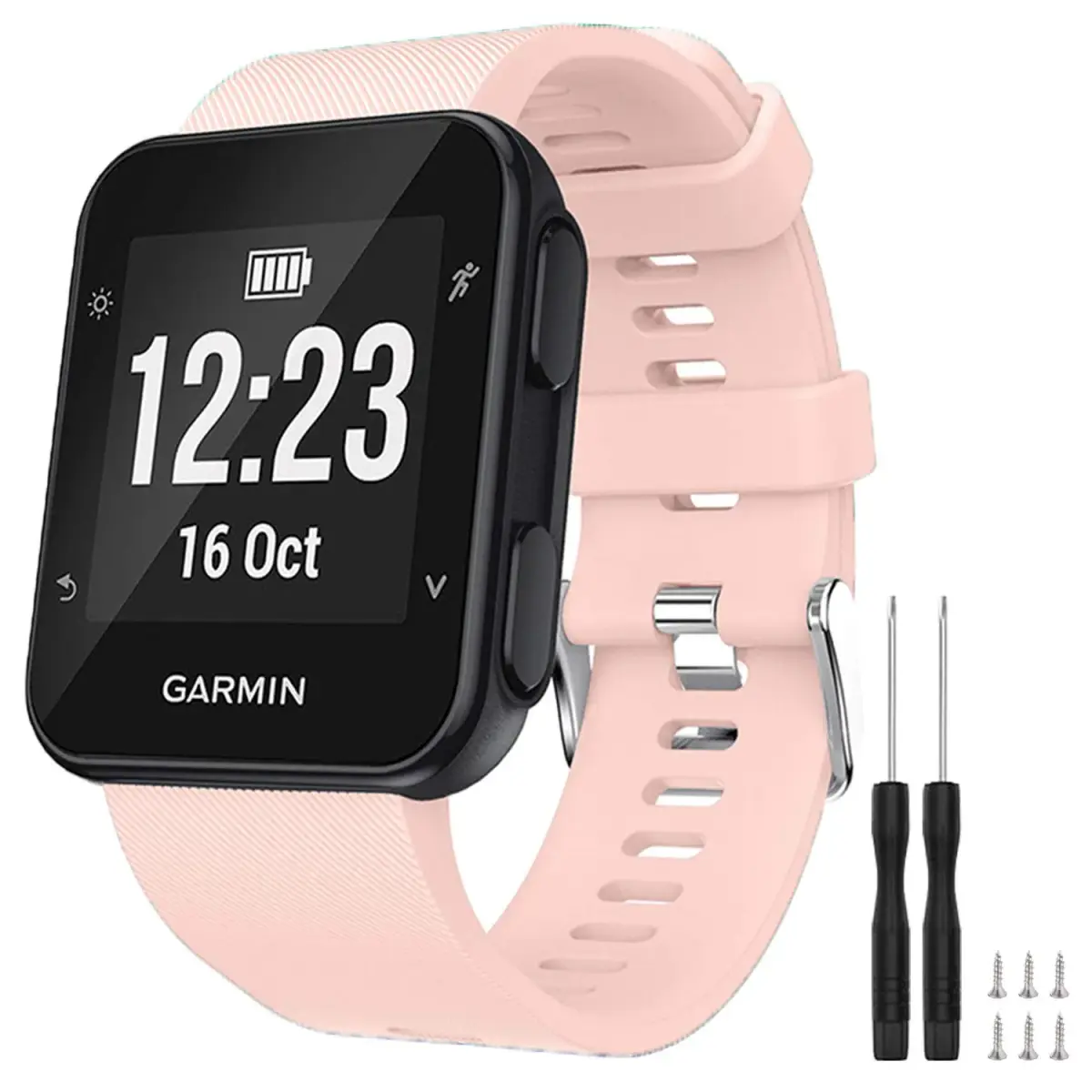TopPerfekt Silicone Watch Band for Garmin Forerunner 35, Pink | Fits 130-230mm Wrist - main product image