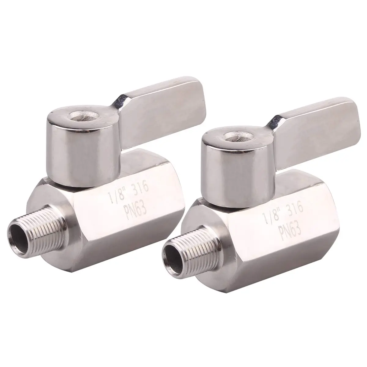 DERNORD 1/8 Inch Stainless Steel Mini Ball Valve NPT FxM Thread Pack of 2 | Corrosion-Resistant, Suitable for Water & Gas - main product image