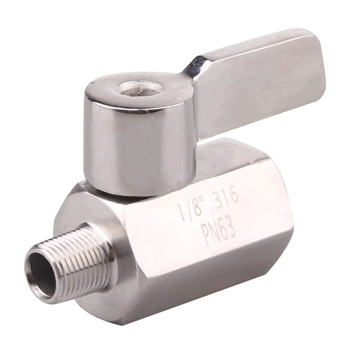 DERNORD 1/8 Inch Stainless Steel Mini Ball Valve NPT FxM Thread Pack of 2 | Corrosion-Resistant, Suitable for Water & Gas - view 2