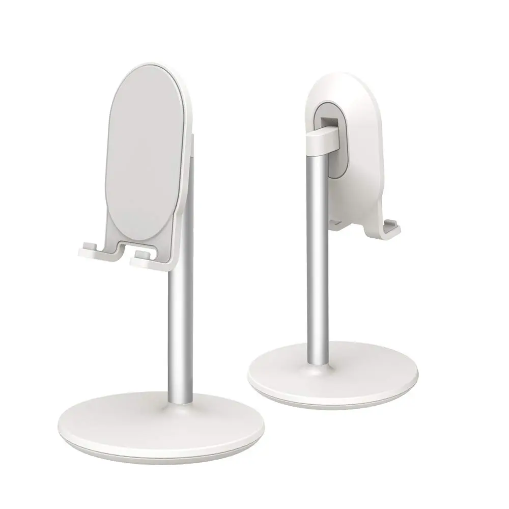 Bright Stone Adjustable Phone Stand for Desk, White | Compatible with 4"-12.9" Phones/Tablets - main product image