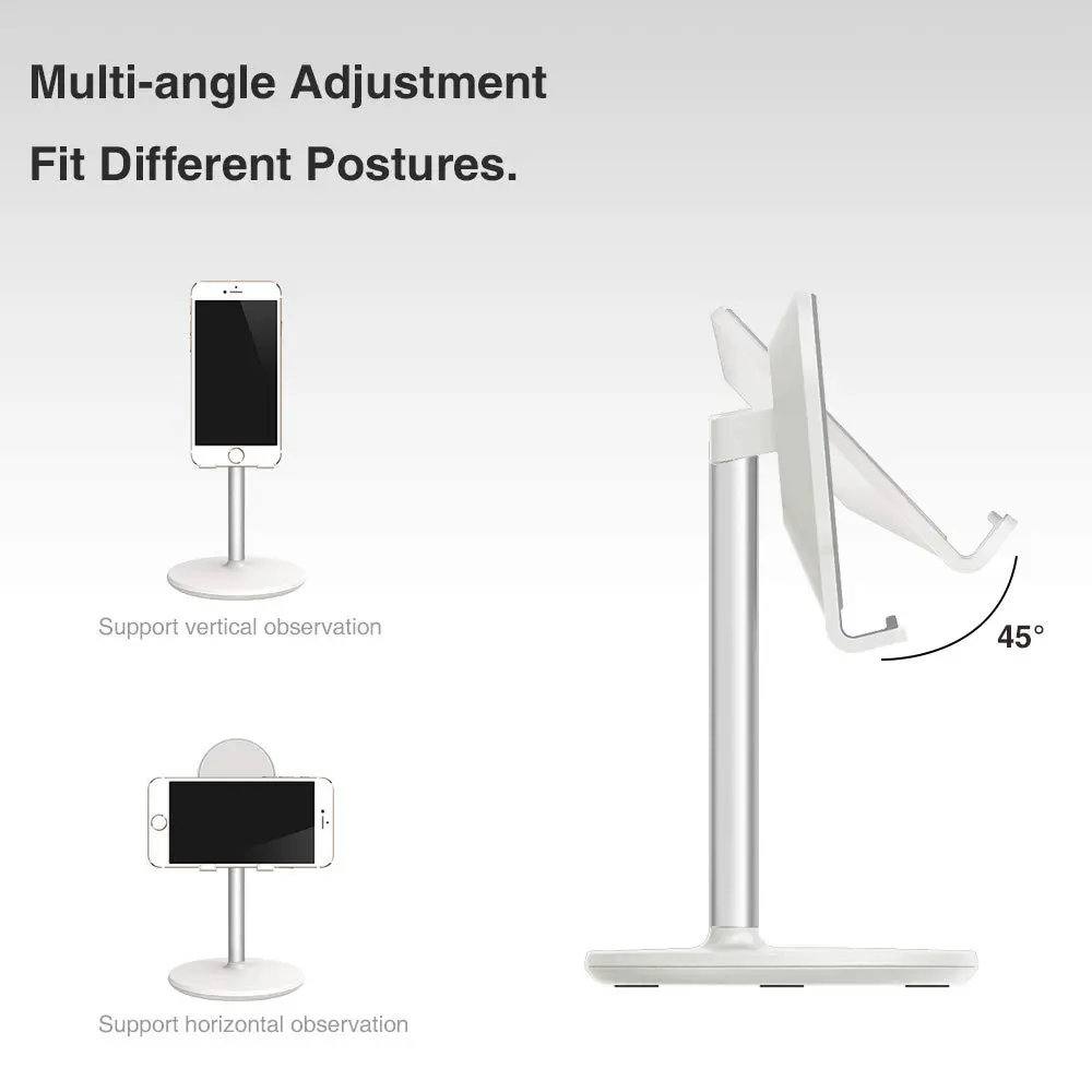 Bright Stone Adjustable Phone Stand for Desk, White | Compatible with 4"-12.9" Phones/Tablets - view 5