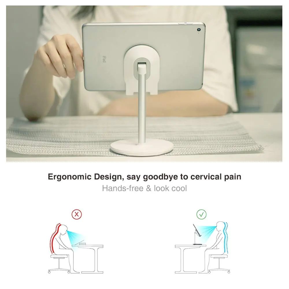 Bright Stone Adjustable Phone Stand for Desk, White | Compatible with 4"-12.9" Phones/Tablets - view 3