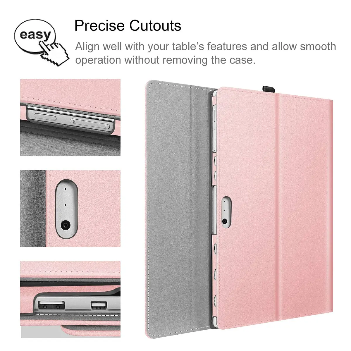 Fintie Case for 12.3 inch Microsoft Surface Pro 7 Plus, Pro 7/6/5/4/3 Rose Gold | Multi-Angle Kickstand Folio with Stylus Holder - view 5