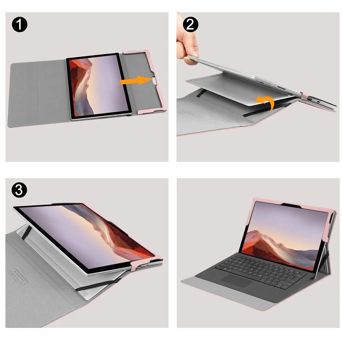 Fintie Case for 12.3 inch Microsoft Surface Pro 7 Plus, Pro 7/6/5/4/3 Rose Gold | Multi-Angle Kickstand Folio with Stylus Holder - view 7