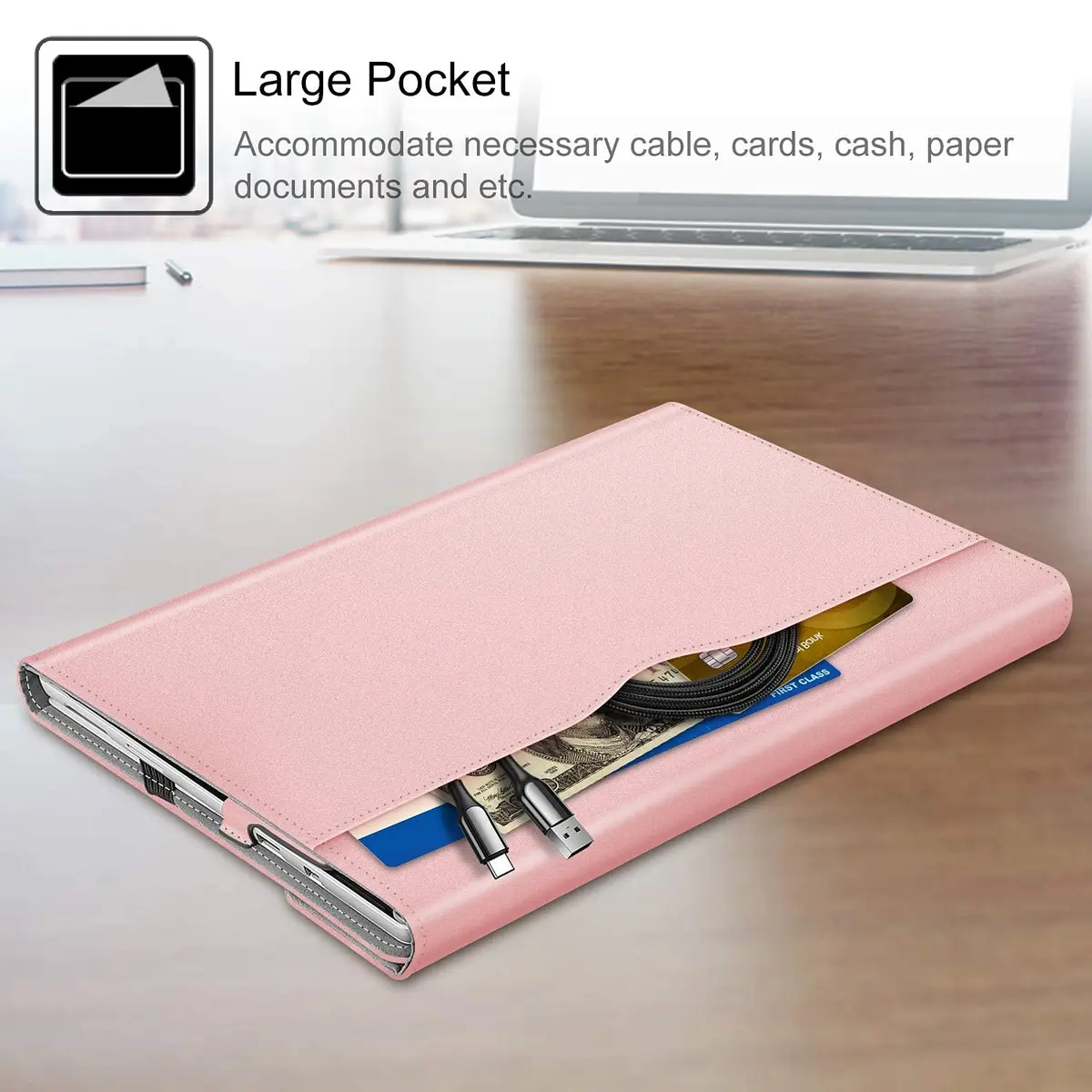 Fintie Case for 12.3 inch Microsoft Surface Pro 7 Plus, Pro 7/6/5/4/3 Rose Gold | Multi-Angle Kickstand Folio with Stylus Holder - view 4