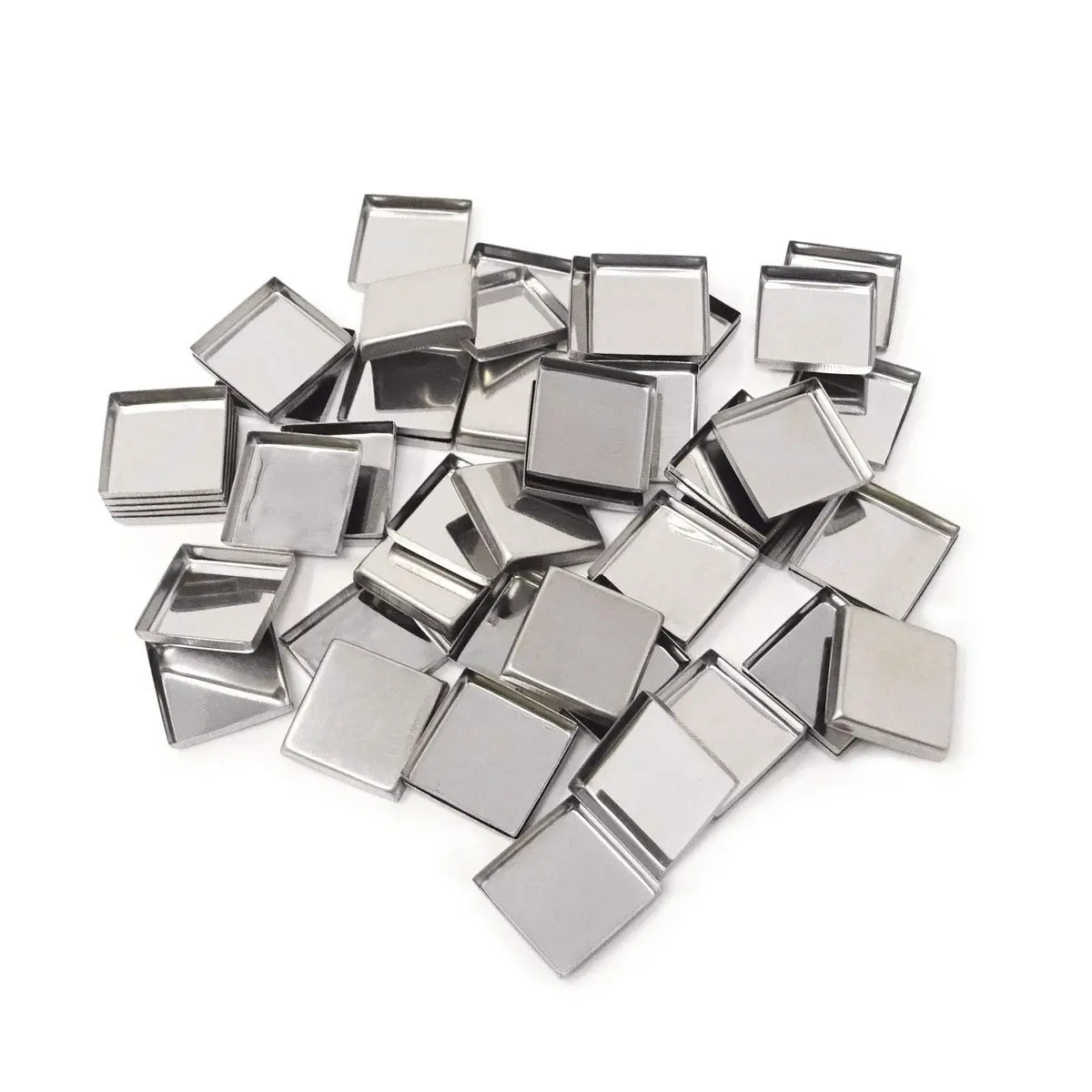 Honbay 56PCS Metal Makeup Pans Square Empty Eyeshadow Blush Lipstick Organizer (26mm, 5mm Height) | Stainless Steel Cosmetic Trays - main product image