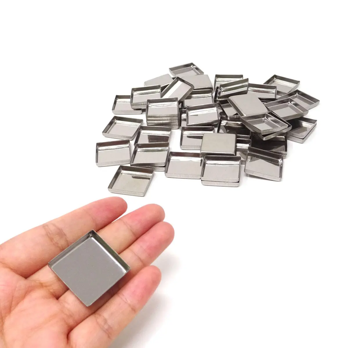 Honbay 56PCS Metal Makeup Pans Square Empty Eyeshadow Blush Lipstick Organizer (26mm, 5mm Height) | Stainless Steel Cosmetic Trays - view 4