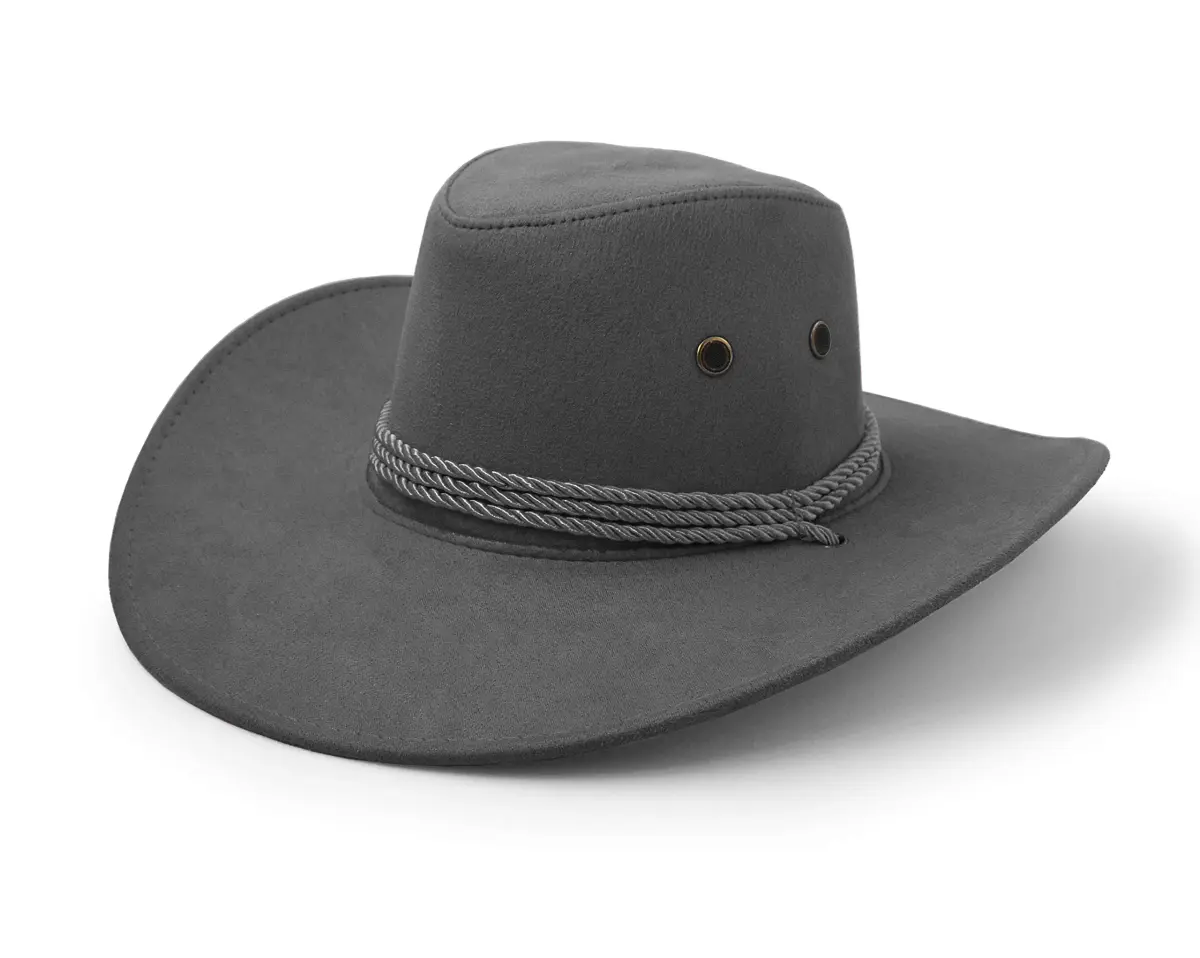 UltraKey Grey Cowboy Hat with Chin Strap & Breathable Eyelets | Travel Cap for Outdoor Sun Protection - view 5