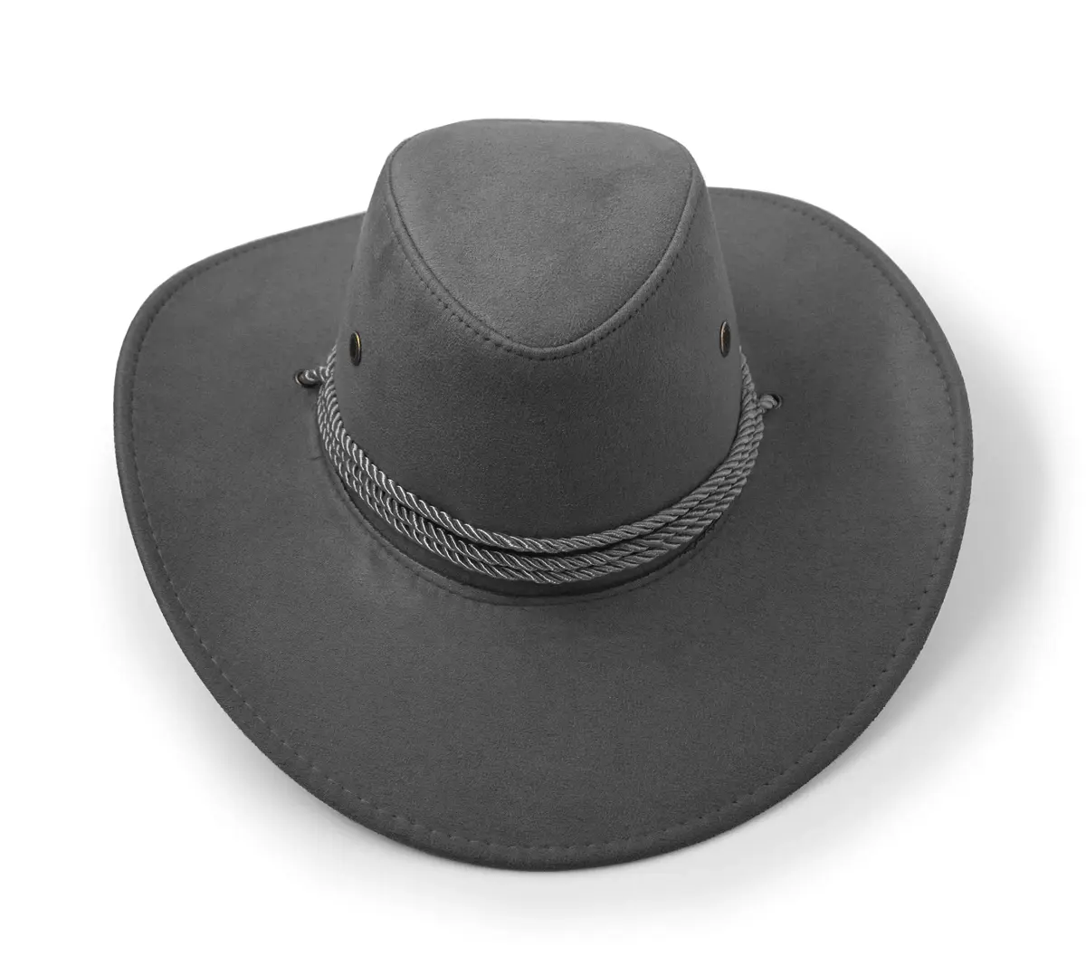 UltraKey Grey Cowboy Hat with Chin Strap & Breathable Eyelets | Travel Cap for Outdoor Sun Protection - view 6