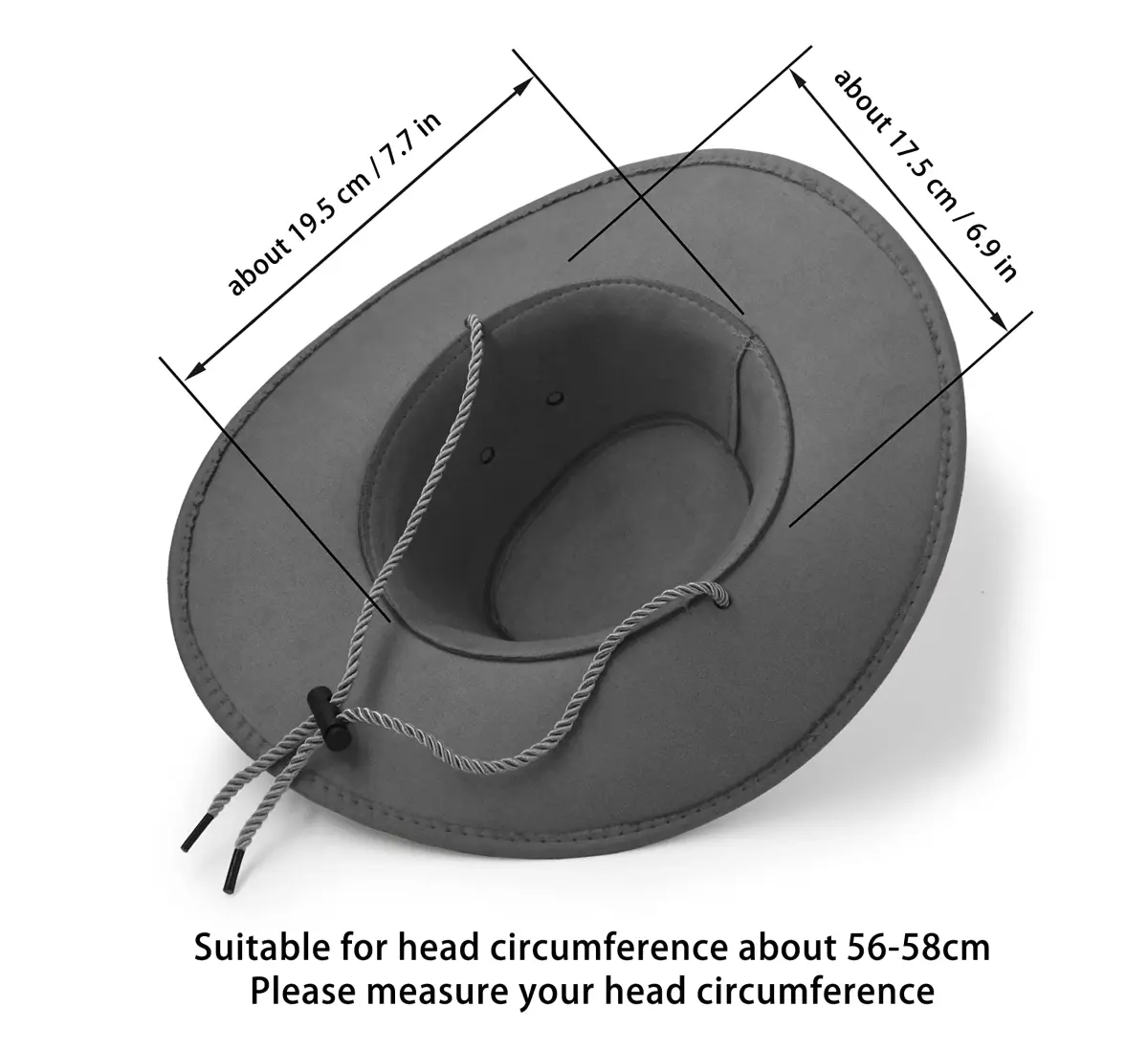 UltraKey Grey Cowboy Hat with Chin Strap & Breathable Eyelets | Travel Cap for Outdoor Sun Protection - view 8