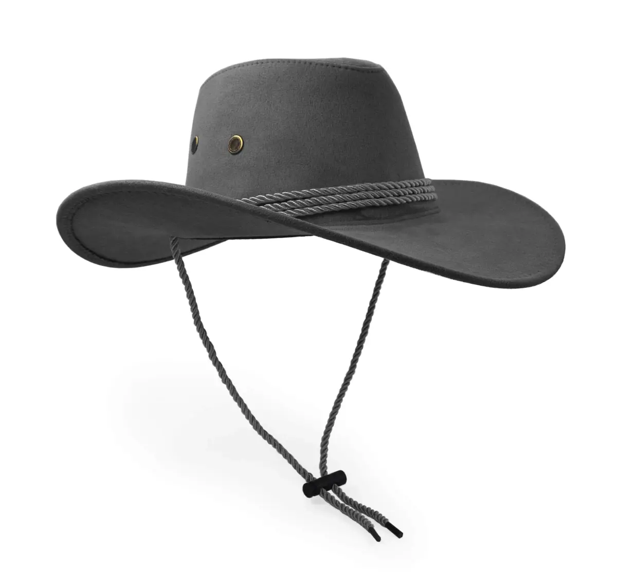UltraKey Grey Cowboy Hat with Chin Strap & Breathable Eyelets | Travel Cap for Outdoor Sun Protection - view 2