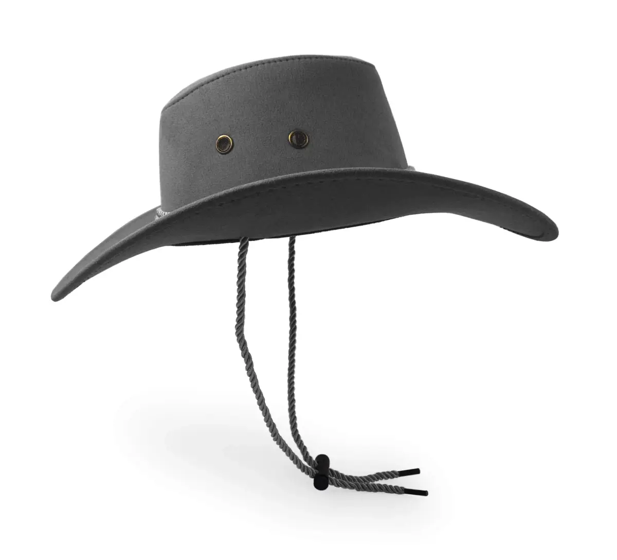 UltraKey Grey Cowboy Hat with Chin Strap & Breathable Eyelets | Travel Cap for Outdoor Sun Protection - view 4