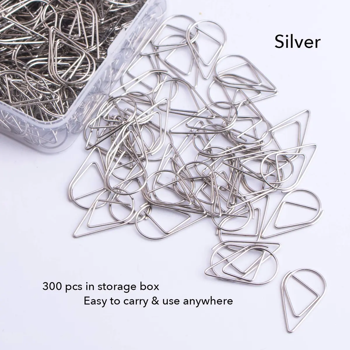 VENCINK Silver Teardrop Paper Clips 300 pcs | Durable Stainless Steel Office & School Supplies - view 5