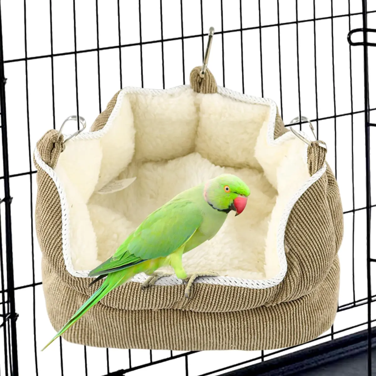 QBLEEV Bird Nest House Winter Warm Bird Bed for Cage Hanging Bird Hammock Soft Plush Snuggle Hut Tent, Large - view 6