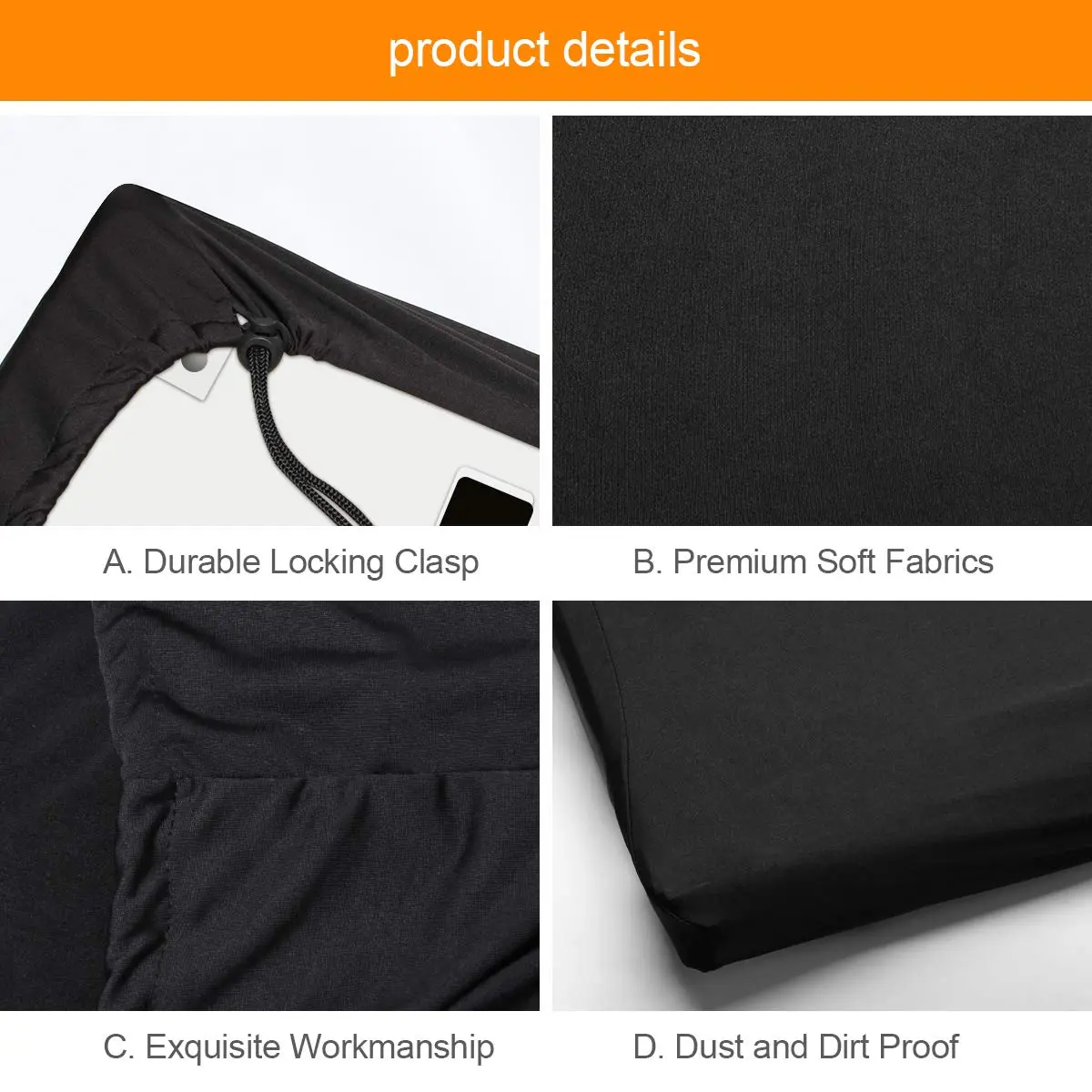 Coolrunner Piano Keyboard Dust Cover For 61/76/88 Keys | Elastic Cord Locking Clasp - view 4