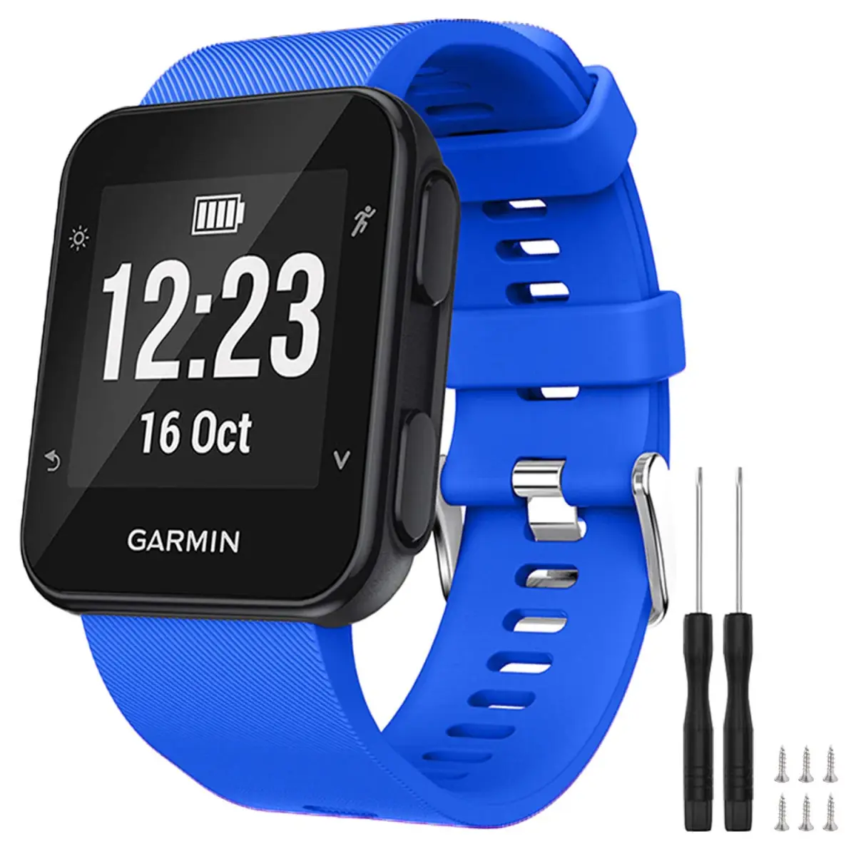 TopPerfekt Silicone Watch Band for Garmin Forerunner 35 | 24mm (0.94 Inch) Blue | Adjustable Sport Strap - main product image