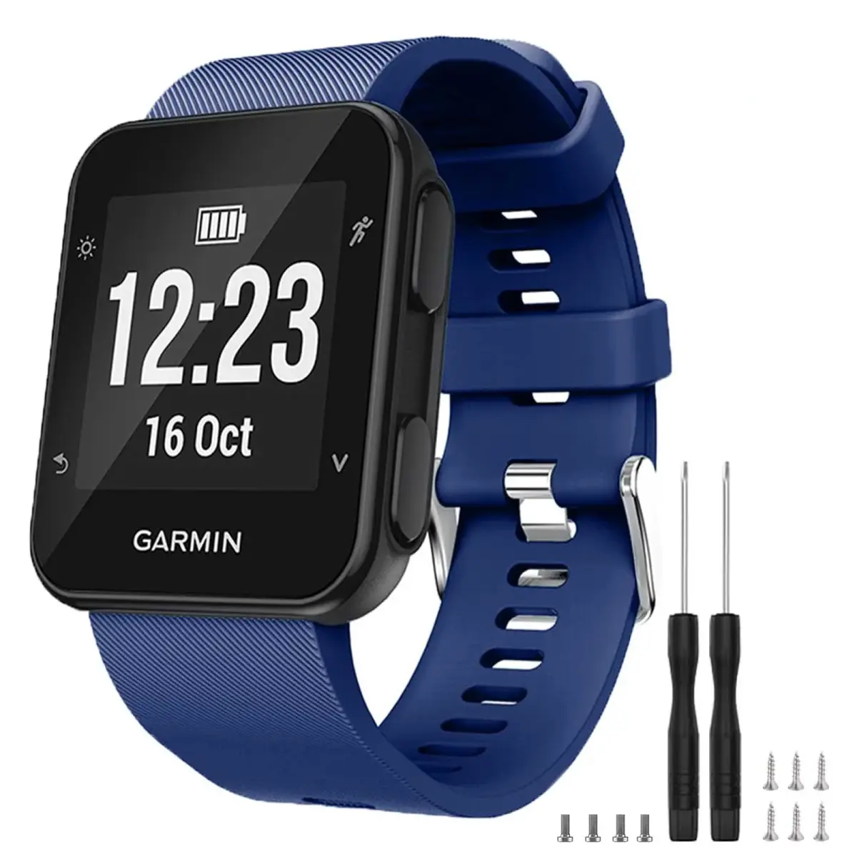 TopPerfekt Silicone Watch Band for Garmin Forerunner 35 | 24mm Navy, Fits 130-230mm Wrist - main product image