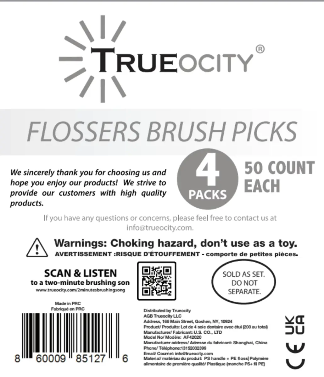 Trueocity Mint Dental Floss Picks 200 Count | Sensitive Gums Glide & Clean - view 8