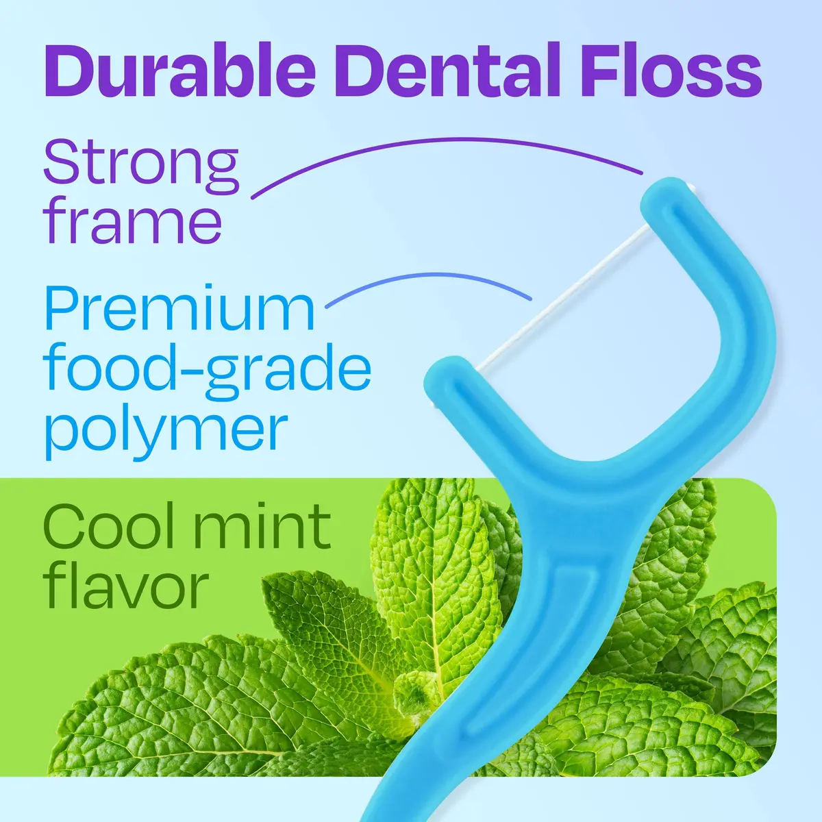 Trueocity Mint Dental Floss Picks 200 Count | Sensitive Gums Glide & Clean - view 3