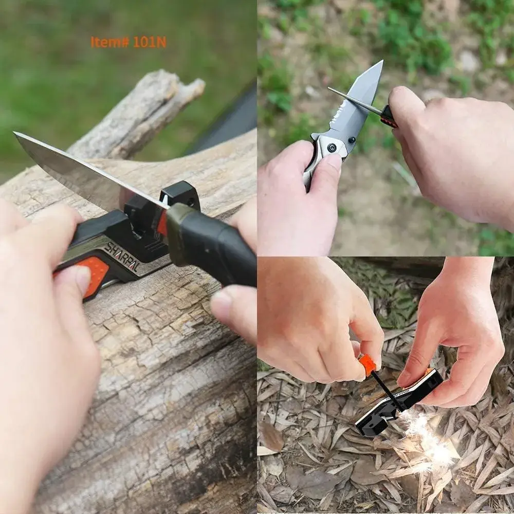 SHARPAL Pocket Knife Sharpener & Garden Tool Sharpener Combo Gift Pack | 6-In-1 Survival Tool with Fire Starter & Whistle - view 7