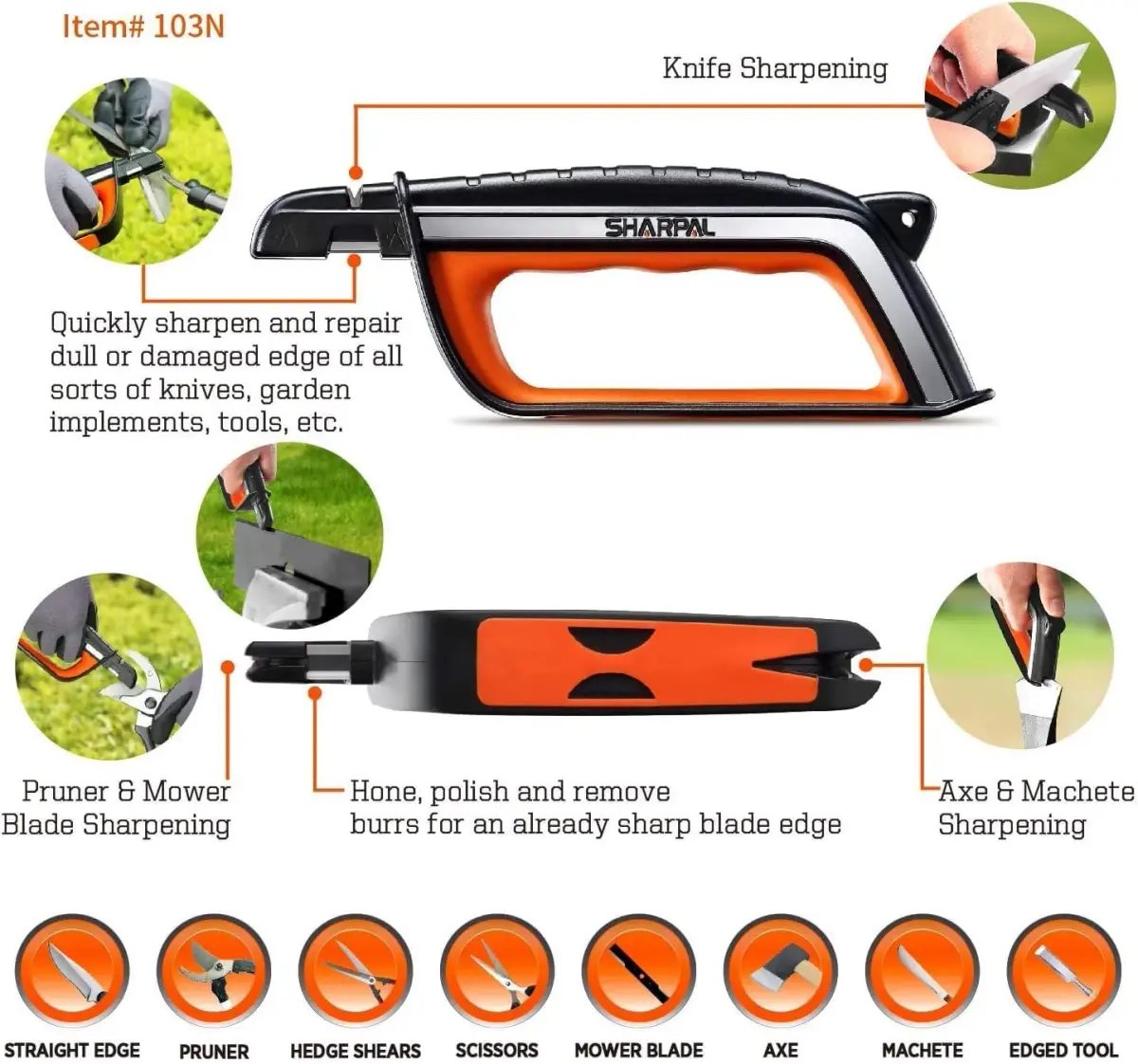 SHARPAL Pocket Knife Sharpener & Garden Tool Sharpener Combo Gift Pack | 6-In-1 Survival Tool with Fire Starter & Whistle - view 6
