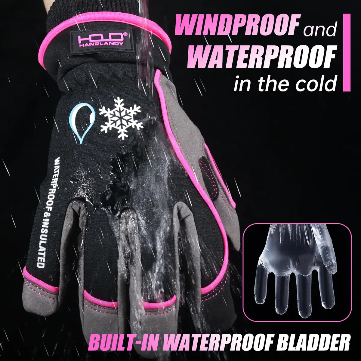 HANDLANDY Winter Work Gloves 3M Thinsulate Waterproof Insulated Gloves | Snow & Cold Weather Protection - view 2