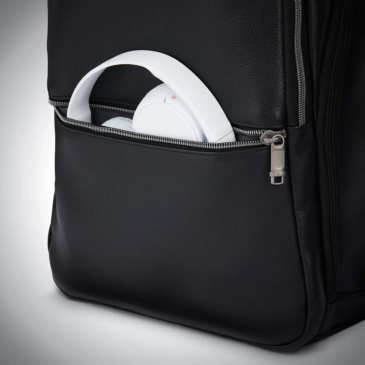 Samsonite Classic Leather Slim Backpack Black | 16.1"H x 11"W x 5.5"D - view 4