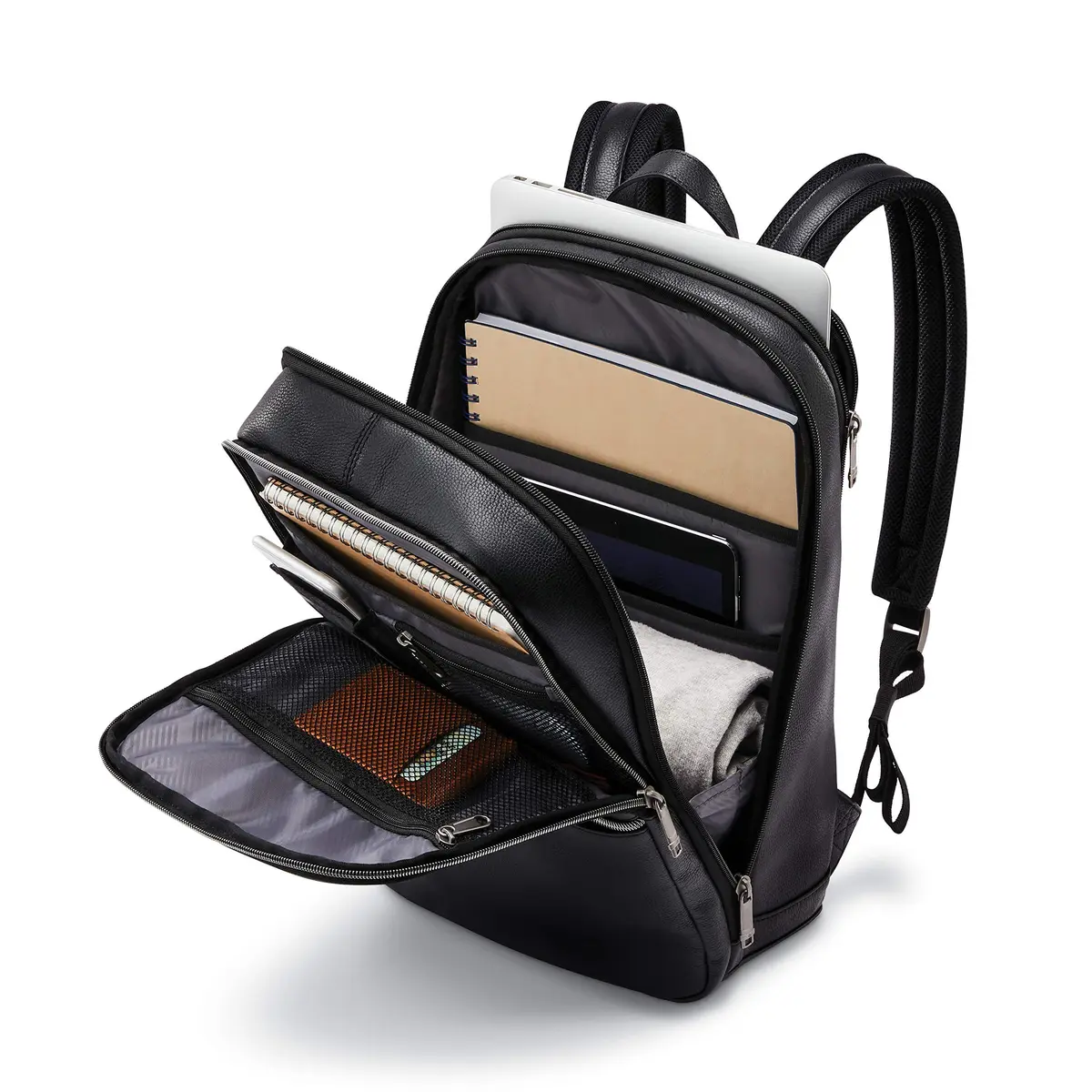 Samsonite Classic Leather Slim Backpack Black | 16.1"H x 11"W x 5.5"D - view 5