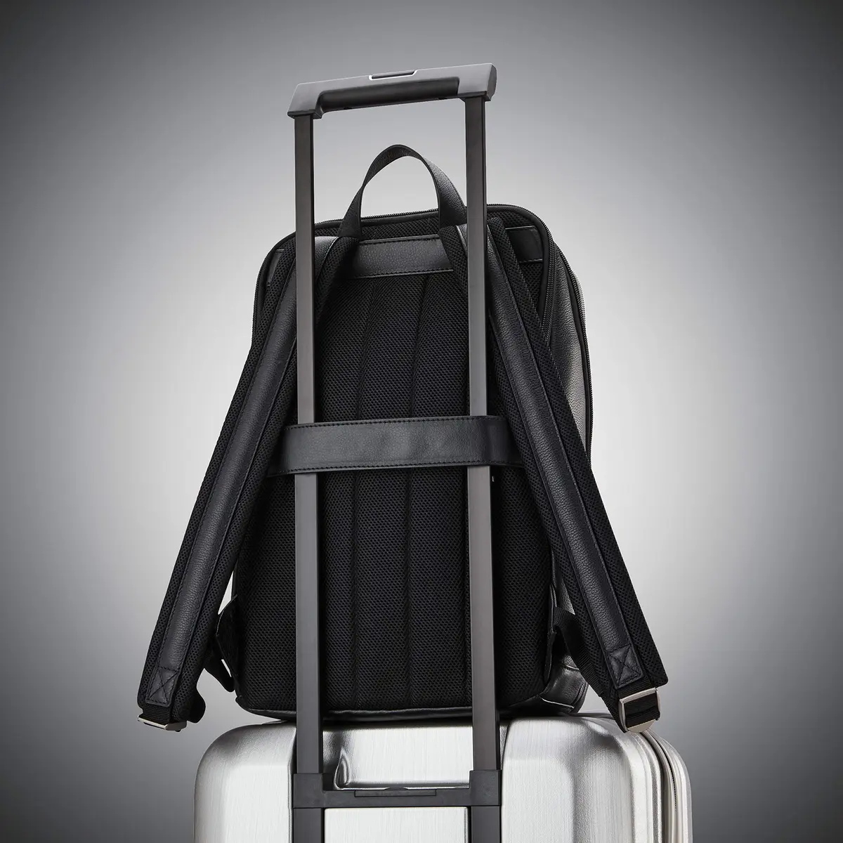 Samsonite Classic Leather Slim Backpack Black | 16.1"H x 11"W x 5.5"D - view 7