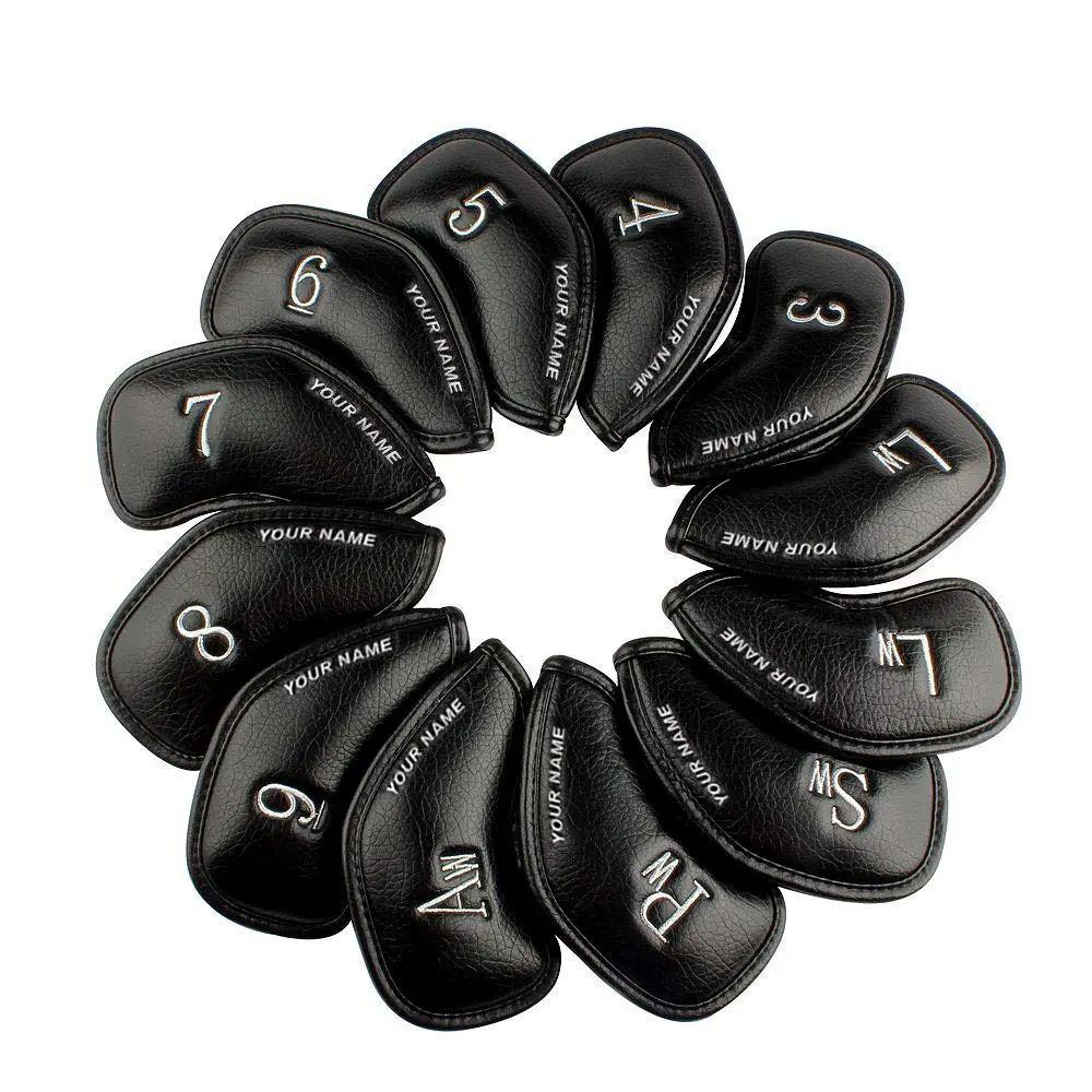 CRAFTSMAN GOLF Custom 12pcs Thick Synthetic Leather Golf Iron Head Covers Set | Personalized, Water-Resistant, Machine Washable - main product image