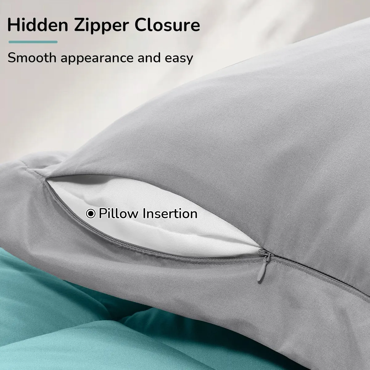 downluxe Twin Comforter Set Light Blue/Gray | Soft Reversible 2-Piece Bedding - view 7