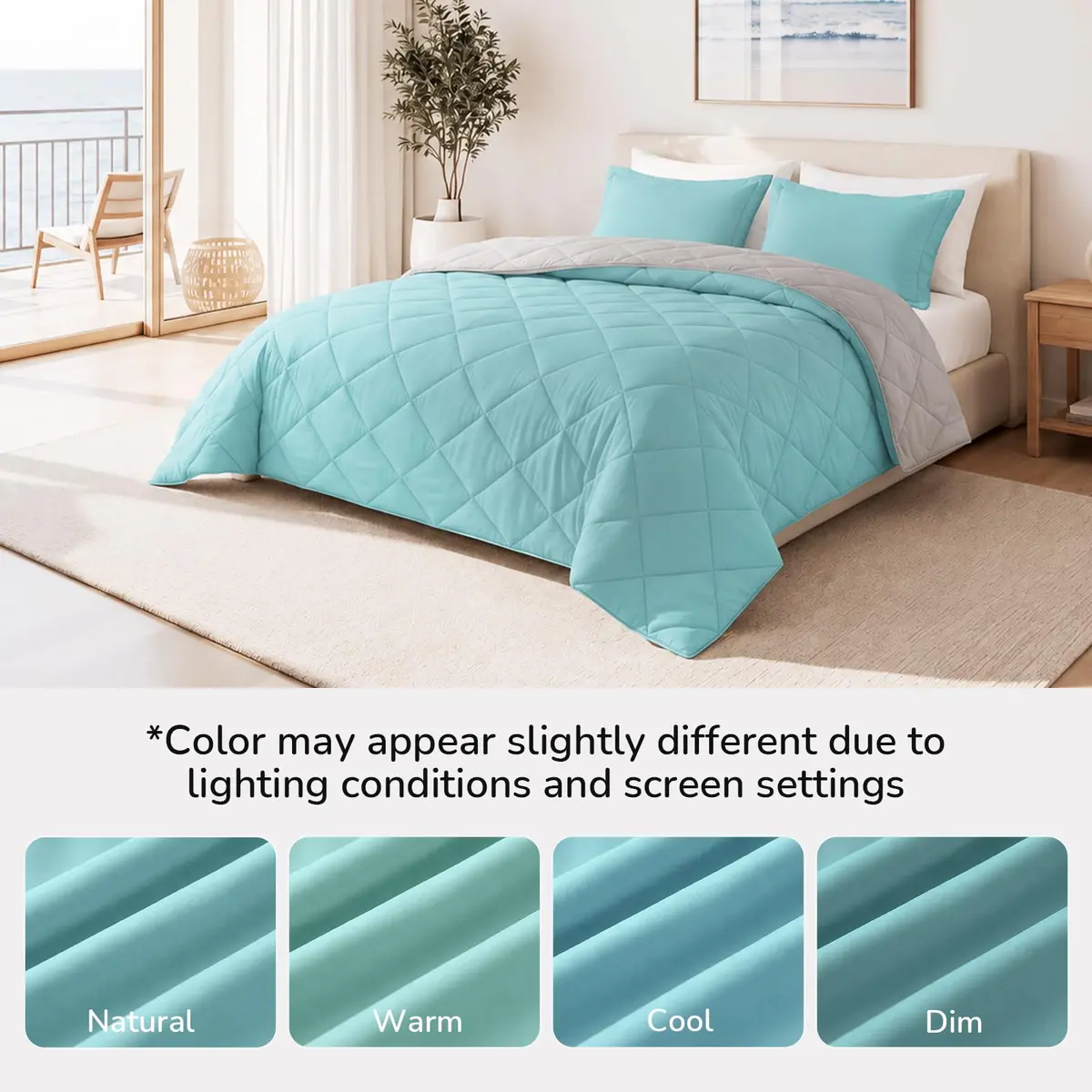 downluxe Twin Comforter Set Light Blue/Gray | Soft Reversible 2-Piece Bedding - view 8