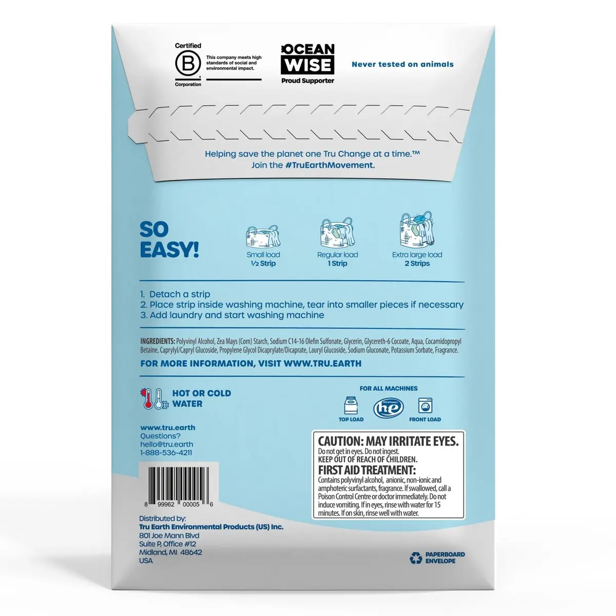 Tru Earth Dry Laundry Detergent Sheets, Fresh Linen, 64 Count | Eco-Friendly, Hypoallergenic & Compact - view 2