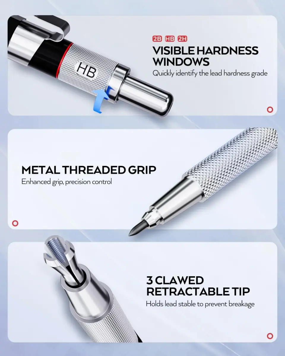 Nicpro 6PCS Art Mechanical Pencil Set with 0.5/0.7/0.9/2.0mm Leads & Erasers | Value Pack for Students & Professionals - view 2