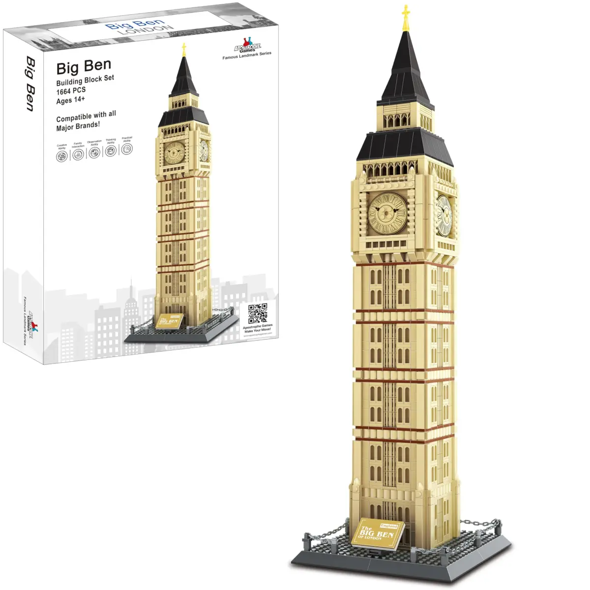 Apostrophe Games Big Ben Building Block Set 1095 Pieces | Educational Architecture Model - view 7