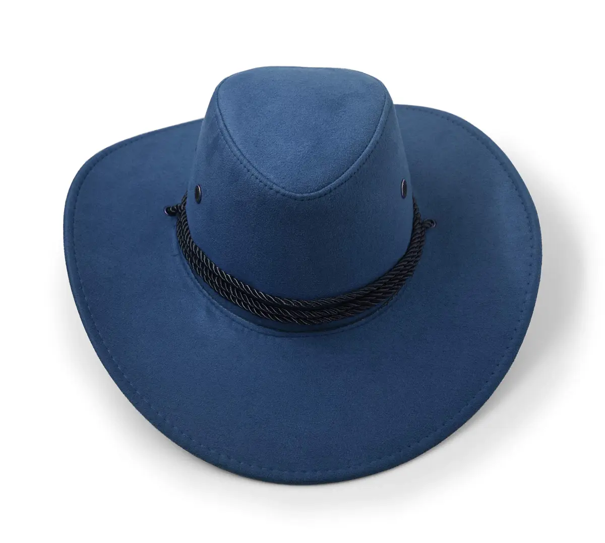 UltraKey Navy Faux Felt Leather Suede Cowboy Hat with Chin Strap | UPF 30+ Sun Protection - view 6